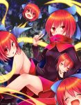  1girl blue_bow bow chikuwa_savi disembodied_head hair_bow red_eyes redhead sekibanki solo touhou 