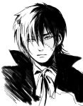  1boy artist_request black_jack_(character) black_jack_(series) closed_mouth looking_at_viewer male_focus monochrome multicolored_hair scar simple_background solo white_background 