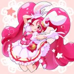  1girl artist_request blush cure_whip happy kirakira_precure_a_la_mode long_hair magical_girl pink_eyes pink_hair precure rabbit_ears solo twintails usami_ichika wink 