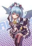  1girl alwen_du_moonbria am1m blue_hair demon_wings highres red_eyes wings zwei_2 