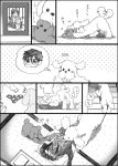  comic dog gaze_(thompon) heart katsuki_yuuri makkachin monochrome no_humans photo_(object) stairs suitcase tail_wagging thought_bubble translation_request underwear vicchan yuri!!!_on_ice 