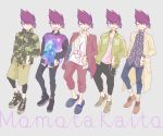  animal_print beard camouflage_hoodie chains dangan_ronpa denim dress-up facial_hair formal goatee highres jacket jeans jewelry khakis leopard_print letterman_jacket loafers looking looking_at_viewer looking_to_the_side male_focus momota_kaito necklace new_dangan_ronpa_v3 open open_mouth pants purple_hair school_uniform shirt shoes short_hair slacks slippers smile space_print spiky_hair starry_sky_print track_jacket track_pants violet_eyes winking 