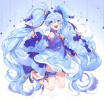  blue_eyes blue_hair blush dress happy hatsune_miku long_hair twintails vocaloid yuki_miku 