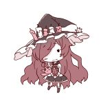  1girl anna_(granblue_fantasy) candle chibi dress granblue_fantasy hair_over_one_eye hat highres long_hair looking_at_viewer redhead reinaru sleeveless solo stuffed_animal stuffed_cat stuffed_toy very_long_hair witch witch_hat 