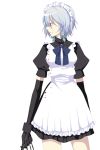  blood hairband harano highres izayoi_sakuya maid red_eyes ribbon ribbons short_hair silver_hair smile touhou 