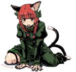  bad_id braid cat_ears cat_tail kaenbyou_rin kirusu red_eyes red_hair redhead ribbon ribbons tail touhou twin_braids 