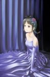  aerodog bare_shoulders blue_eyes bride brown_hair dress elbow_gloves gloves idolmaster inu_(aerodog) inu_(pixiv32426) no_glasses short_hair sitting solo wedding_dress 