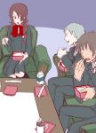  aragaki_shinjirou eating kirijou_mitsuru persona persona_3 sanada_akihiko school_uniform 
