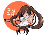  brown_hair long_hair minami-ke minami_kana pointing school_uniform sugiura twintails 