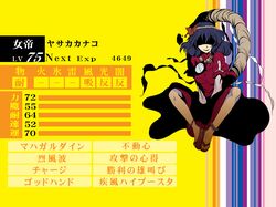  aku_(pixiv) bad_id blue_hair parody persona persona_4 rope shide shimenawa stats touhou translated translation_request yasaka_kanako 