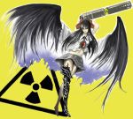  black_wings long_hair midriff radiation_symbol radioactive reiuji_utsuho ribbon ribbons ross_(clumzero) ross_(pixiv191526) touhou wings 