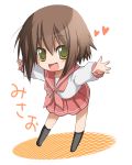  brown_hair chibi fang green_eyes highres kosumo kusakabe_misao lucky_star school_uniform serafuku short_hair 