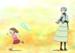  brown_hair butterflies butterfly c_(neta) child doujima_nanako happy pantyhose parody persona persona_3 persona_4 philemon_(butterfly) running smile yamagishi_fuuka yotsubato! 