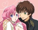  brown_hair cleavage code_geass euphemia_li_britannia green_eyes kurimomo kururugi_suzaku long_hair pink_hair purple_eyes short_hair violet_eyes 