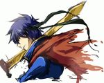  blue_hair cape fire_emblem fire_emblem:_souen_no_kiseki fire_emblem_path_of_radiance fire_emblem_radiant_dawn headband ike lowres male sword weapon 