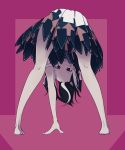  &gt;:p 1girl :p akanbe all_fours arm_support barefoot bending_forward bent_over black_hair directional_arrow dress forehead full_body kijin_seija kneepits legs looking_at_viewer looking_through_legs messy_hair multicolored_hair oshouyu_tabetai red_eyes redhead short_hair solo streaked_hair thighs tongue tongue_out touhou tsurime upside-down white_hair 