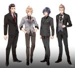  4boys ascot black_hair blonde_hair brown_hair final_fantasy final_fantasy_xv formal gladiolus_amicitia hinoe_(dd_works) ignis_scientia male_focus multiple_boys noctis_lucis_caelum prompto_argentum suit tuxedo 