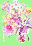  6+girls aida_mana aino_megumi asahina_mirai black_gloves blonde_hair bow braid chiyo_(rotsurechiriha) choker cure_felice cure_flora cure_heart cure_lovely cure_magical cure_miracle dokidoki!_precure earrings elbow_gloves flower gloves go!_princess_precure green_eyes ha-chan_(mahou_girls_precure!) hair_bow hair_flower hair_ornament half_updo hanami_kotoha happinesscharge_precure! haruno_haruka hat heart heart_hair_ornament heart_hands izayoi_liko jewelry long_hair looking_at_viewer magical_girl mahou_girls_precure! mini_hat mini_witch_hat multicolored multicolored_eyes multicolored_hair multiple_girls one_eye_closed open_mouth pink_bow pink_eyes pink_hair pink_hat ponytail precure puffy_short_sleeves puffy_sleeves purple_hair ribbon short_sleeves skirt smile streaked_hair twin_braids two-tone_hair violet_eyes white_gloves witch_hat wrist_cuffs 