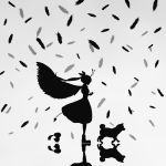  1girl aimaina demon_tail dog dress feathered_wings feathers grey_background harada_miyuki hatsune_miku reflection shadow silhouette tail vocaloid wings 