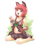  1girl :3 :d animal_ears babydoll bangs bare_arms bare_legs bare_shoulders barefoot bloomers blunt_bangs bow braid breasts cat_ears cleavage clenched_hands collarbone extra_ears eyebrows_visible_through_hair frills full_body hair_ribbon kaenbyou_rin looking_at_viewer low_twintails medium_breasts midriff nail_polish navel nibi open_mouth paw_pose pink_nails red_eyes redhead ribbon scrunchie sitting smile solo touhou twin_braids twintails underwear underwear_only wariza wrist_cuffs wrist_scrunchie 