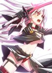  1girl breasts choker cinderella_(mary_skelter) mary_skelter midriff mizunashi_(second_run) navel red_eyes solo sword under_boob weapon white_hair 