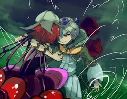 2girls battle clenched_hand coatifan cranberry_(mahoiku) face-to-face flower fukuroi_marika mahou_shoujo_ikusei_keikaku mahou_shoujo_ikusei_keikaku_jokers mahou_shoujo_ikusei_keikaku_unmarked multiple_girls plant rose smile vines 