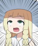  1girl ahegao blonde_hair braid emphasis_lines hat lillie_(pokemon) masara pokemon pokemon_(game) pokemon_sm solo sun_hat twin_braids upper_body white_hat 