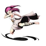  1girl barefoot breasts divine_gate dress full_body long_hair looking_at_viewer magi_the_labyrinth_of_magic medium_breasts morgiana official_art purple_hair red_eyes shadow sideboob simple_background sleeveless sleeveless_dress solo transparent_background ucmm white_dress 