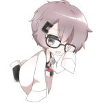  1girl chibi glasses gohan_004 hair_over_one_eye keek labcoat mahou_shoujo_ikusei_keikaku mahou_shoujo_ikusei_keikaku_restart purple_hair rubik&#039;s_cube short_hair solo 