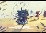  3girls ? blue_hair bow cirno commentary fairy fairy_wings frozen hair_bow ice ice_wings jump_rope koto_inari multiple_girls touhou wings 