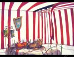  1girl bedroom blonde_hair candle commentary dripping fluid hat intravenous_drip koto_inari maribel_hearn mob_cap room touhou 