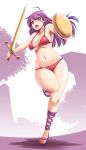  &gt;:o 1girl :o animal_ears armpits athena_(series) bare_arms bare_shoulders bikini blush breasts collarbone full_body hairband holding holding_sword holding_weapon large_breasts legs_up long_hair looking_at_viewer navel no_socks one_leg_raised open_mouth princess_athena purple_hair red_bikini running sandals shield shiny shiny_skin snk solo stomach swimsuit sword toes tonpuu tree unsheathed violet_eyes weapon yellow_hairband 