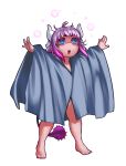  1girl amano-g barefoot blue_eyes commentary dragon_girl dragon_horns full_body gradient_hair highres horns kanna_kamui kobayashi-san_chi_no_maidragon lavender_hair long_hair multicolored_hair naked_towel outstretched_arms parody pink_hair solo tail the_simpsons towel 