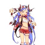  3girls aoi_tsunami arm_strap blue_hair candy_apple charmy_(uchi_no_hime-sama) demon_girl demon_horns demon_tail demon_wings food groin hand_on_own_face head_wings heart heart-shaped_pupils holding horns kneehighs long_hair looking_at_viewer minigirl multiple_girls navel neck_ribbon official_art open_mouth pleated_skirt pointy_ears red_eyes ribbon ribbon-trimmed_legwear ribbon_trim skirt symbol-shaped_pupils tail thigh_strap transparent_background uchi_no_hime-sama_ga_ichiban_kawaii very_long_hair wings wristband 