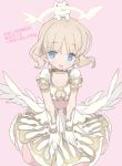  angel angel_wings blade_(galaxist) blonde_hair blue_eyes blush cat choker dress gloves halo misty_sheikh open_mouth pointy_ears pop-up_story shiroe_adele short_hair smile white_gloves wings 