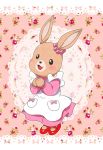  1girl 80s apron beady_eyes dress fuji_no_yoshinatsu furry happy maple_town no_humans oldschool patty_(maple_town) rabbit shoes smile solo 
