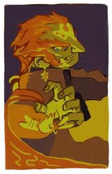  26_zzzzzz blue_background blue_eyes border cape earrings evil_grin evil_smile fairy forehead_jewel gem grin hand_up jewelry large_nose limited_palette navi red_gem red_hair short_hair smile super_smash_bros. sweat the_legend_of_zelda the_legend_of_zelda:_ocarina_of_time thick_eyebrows very_short_hair white_border 