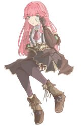 1ce_su7n 1girl absurdres aivy_lovencraft fanart green_eyes highres indie_virtual_youtuber long_hair looking_at_viewer monocle pink_hair skirt smile thigh-highs virtual_youtuber vtuber vtuberfanart white_background