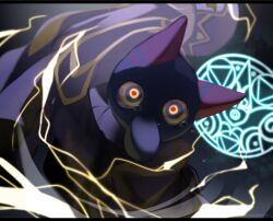  1boy blue_skin cloak colored_skin commentary_request crazy crazy_eyes hyness kirby_(series) kirby_star_allies large_nose long_nose long_sleeves magic partial_commentary robe white_cloak yellow_eyes ypsw7328_(zakobennki) 