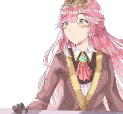 1ce_su7n 1girl aivy_lovencraft blush fanart goggles goggles_on_head green_eyes highres indie_virtual_youtuber long_hair monocle pink_hair smile solo virtual_youtuber vtuber vtuberfanart white_background