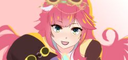 0hatmaster0 1girl aivy_lovencraft craftito fanart goggles goggles_on_head green_eyes highres indie_virtual_youtuber long_hair looking_at_viewer monocle pink_hair spanish_commentary virtual_youtuber vtuber vtuberfanart