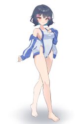  absurdres breasts call_up_girls commentary_request commission competition_swimsuit feet highres large_breasts one-piece_swimsuit school_uniform swimsuit ye_xi 