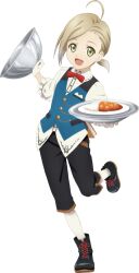  1boy ahoge artist_request black_pants black_shoes blonde_hair butler child full_body game_cg gloves green_eyes highres laphicet_(butler)_(tales) laphicet_(tales) looking_at_viewer official_alternate_costume official_art open_mouth pants red_ribbon ribbon shirt shoes short_hair smile solo standing standing_on_one_leg suit tales_of_(series) tales_of_asteria tales_of_berseria third-party_source transparent_background white_gloves white_shirt 