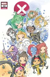  6+girls black_hair blonde_hair blue_eyes blue_facepaint blue_skin bodysuit brown_hair chibi chibi_only claw_(weapon) colored_skin comic_cover copyright_logo copyright_name cover cover_page danielle_moonstar dark-skinned_female dark_skin dazzler domino_(marvel) dragon dress dual_wielding emma_frost gloves green_bodysuit green_eyes green_hair green_headband green_tiara gun handgun headband highres holding holding_gun holding_sword holding_weapon jubilee jumpsuit katana kitty_pryde laura_kinney leotard lockheed logo long_hair looking_at_viewer lorna_dane low-tied_long_hair marvel mirage_(marvel) multicolored_bodysuit multiple_girls mystique official_art open_mouth painting_(medium) peach_momoko pelvic_curtain pink-tinted_eyewear polaris_(x-men) ponytail psylocke purple_gloves purple_hair purple_leotard rachel_summers red_hair rogue_(x-men) skull storm_(x-men) superhero_costume sword tan third-party_source tinted_eyewear traditional_media watercolor_(medium) weapon white_dress white_jumpsuit white_skin x-23 x-men x-uniform yellow_bodysuit 