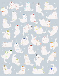  absurdres animal animal_focus banana blue_background blue_bow blue_bowtie blueberry bow bowtie brown_bow brown_bowtie cat cherry closed_eyes commentary earth_(planet) food fruit garlic highres kiwi_(fruit) lazuli_(lazuli3103) lemon lemon_slice melon multiple_views no_humans onion orange_bow orange_bowtie orange_eyes original peach pear planet pumpkin saturn_(planet) simple_background star_(symbol) strawberry untranslatable_commentary watermelon whiskers white_cat x_anus yellow_bow yellow_bowtie yellow_eyes 