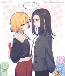  ... 5girls alternate_costume animal_ear_headphones animal_ears asahi_rokka bang_dream! black_jacket blonde_hair blue_eyes box commentary_request fake_animal_ears gift gift_box glasses happy_valentine headphones heart heart-shaped_pupils highres holding jacket long_hair looking_at_another multiple_girls nyubara_reona panties pants raise_a_suilen red_pants sato_masuki shirt short_hair standing symbol-shaped_pupils tamade_chiyu umaa42 underwear wakana_rei white_shirt yellow_eyes yuri 