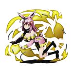  1girl animal_ears black_boots boots breasts bunny_tail chains cleavage divine_gate dress eyebrows_visible_through_hair full_body hair_ornament kogane_(kousoku_juu) kousoku_juu large_breasts long_hair nail_polish official_art pink_dress pink_hair pink_nails rabbit_ears shadow solo tail transparent_background ucmm yellow_eyes 