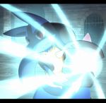  aura_sphere blue_fur glowing lowres lucario pokemon pokemon_(creature) pokemon_(game) red_eyes spikes yellow_fur 