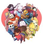  :3 :d alphys annoying_dog asgore_dreemurr black_hair brown_hair cape chara_(undertale) closed_eyes eye_contact facing_viewer flowey_(undertale) food frisk_(undertale) frown glasses goat_girl grin hair_over_one_eye hands_in_pockets hands_together heart horns jacket knife looking_at_another mary_cagle mettaton mettaton_ex napstablook open_mouth orange_scarf papyrus_(undertale) pasta plate red_cape redhead sans scarf sharp_teeth shirt slippers smile spaghetti striped striped_shirt tail teeth temmie toriel undertale undyne w.d._gaster 