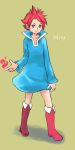  1girl blue_eyes boots fire gu-chi high_heel_boots high_heels kumatora mother_(game) mother_3 pink_hair short_hair 